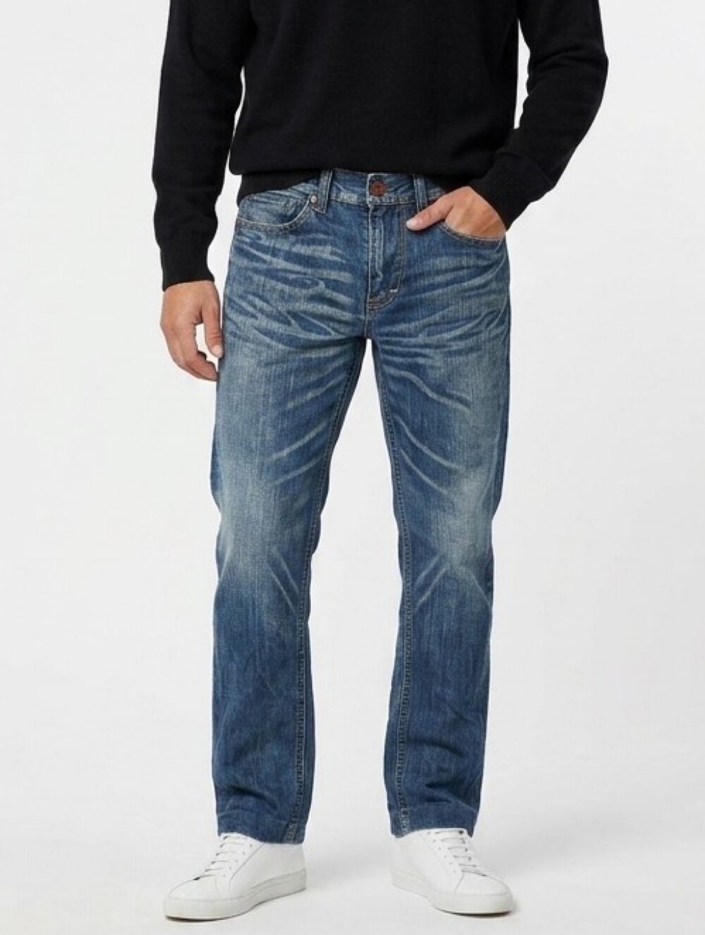 Edwin 503 Blue Trip Distressed Straight Leg Jeans Size 31